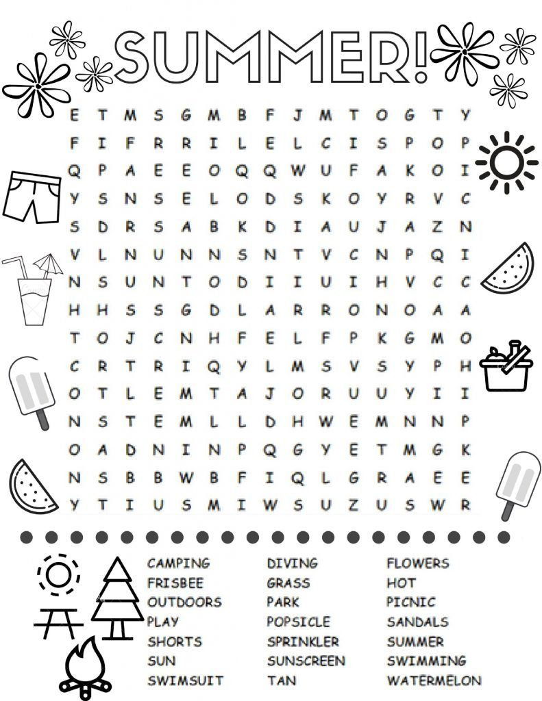 Summer Word Search Puzzles | Summer Words, Word Search