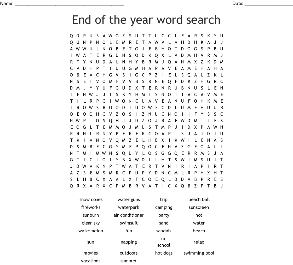 Summer Word Search - Wordmint