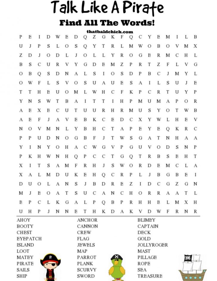 Free Printable Pirate Word Search