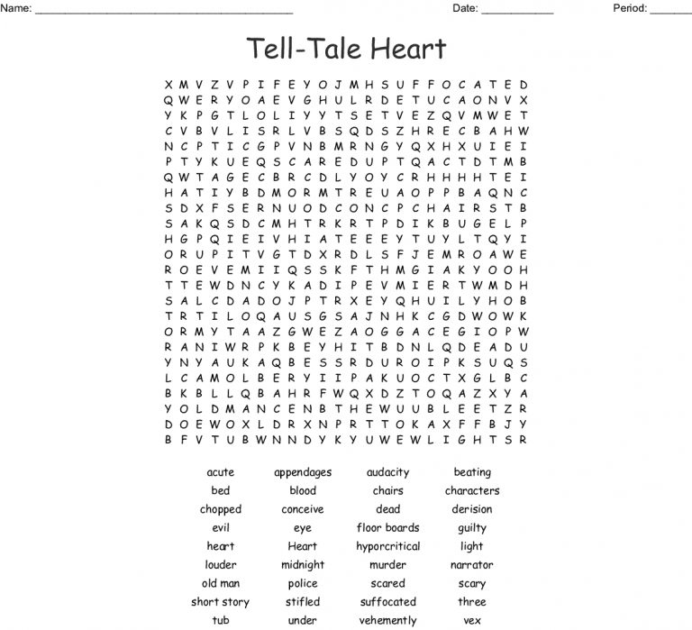 The Tell Tale Heart Word Search Answers