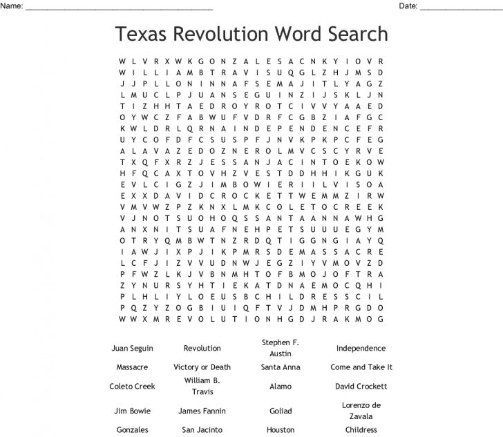 Alamo Word Search Printable