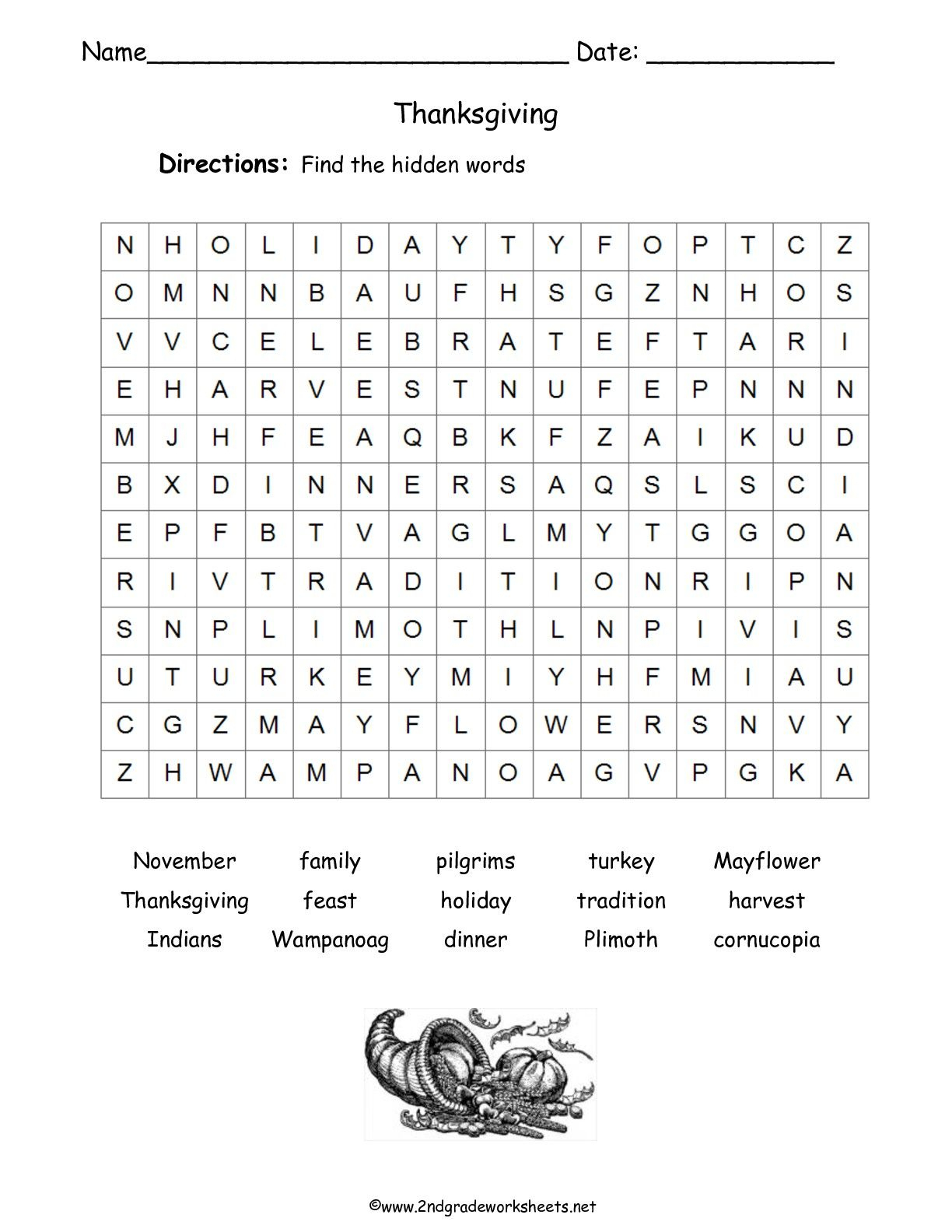 spanish thanksgiving word search printable word search