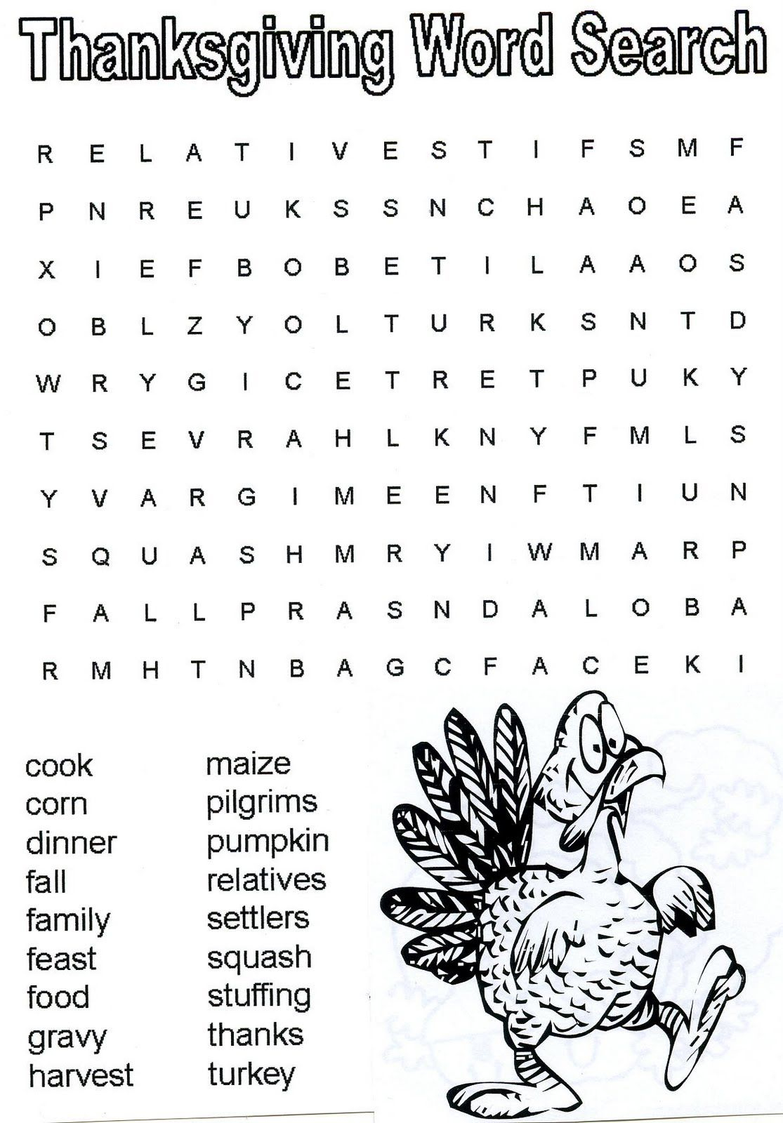 Canadian Thanksgiving Word Search Printable