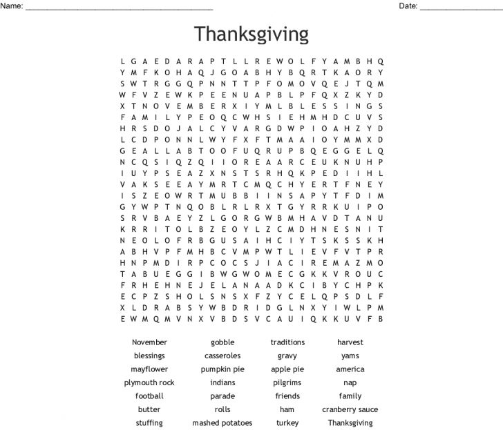 Religious Thanksgiving Word Search Printable
