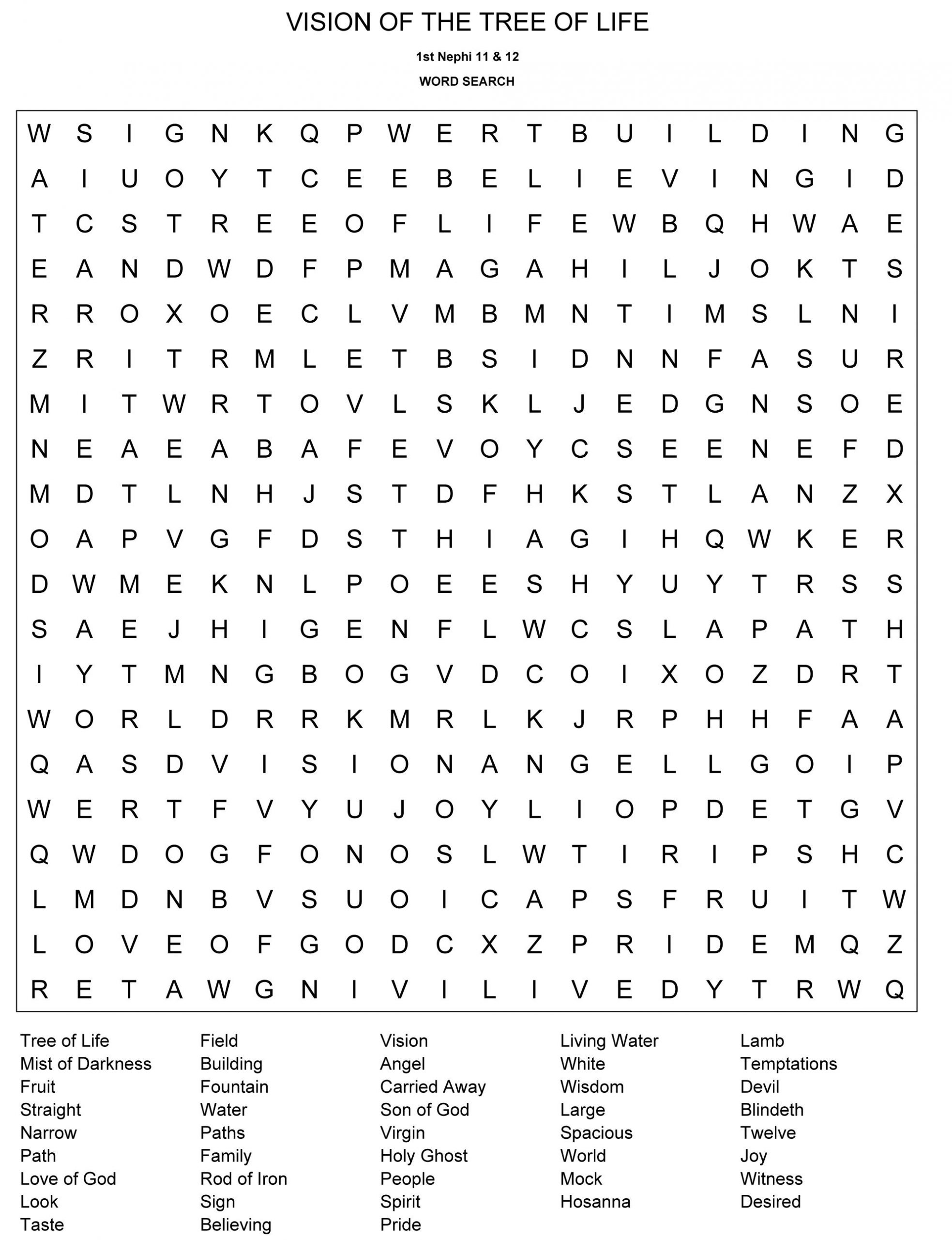 The First Vision Word Search - Google Search | Create Word