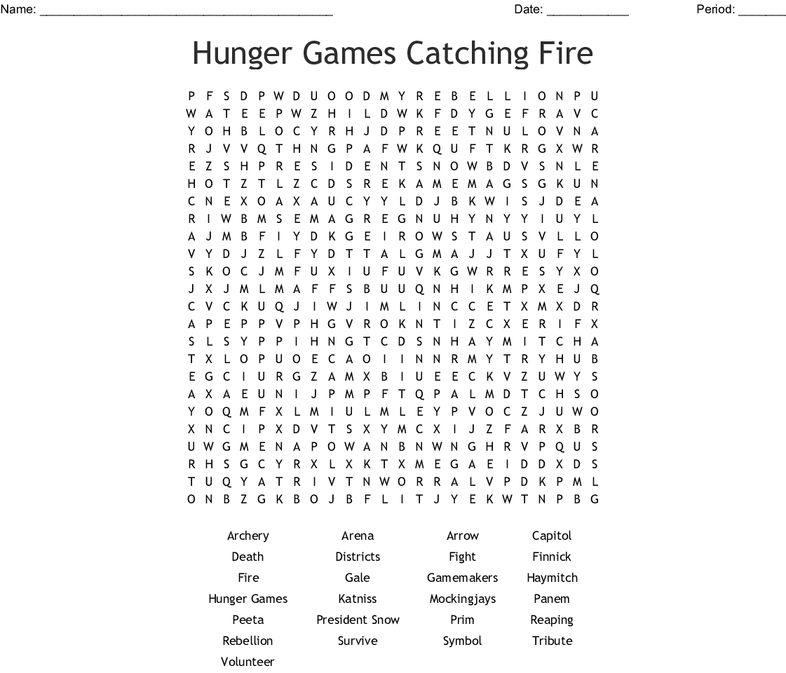 The Hunger Games Word Search - Wordmint