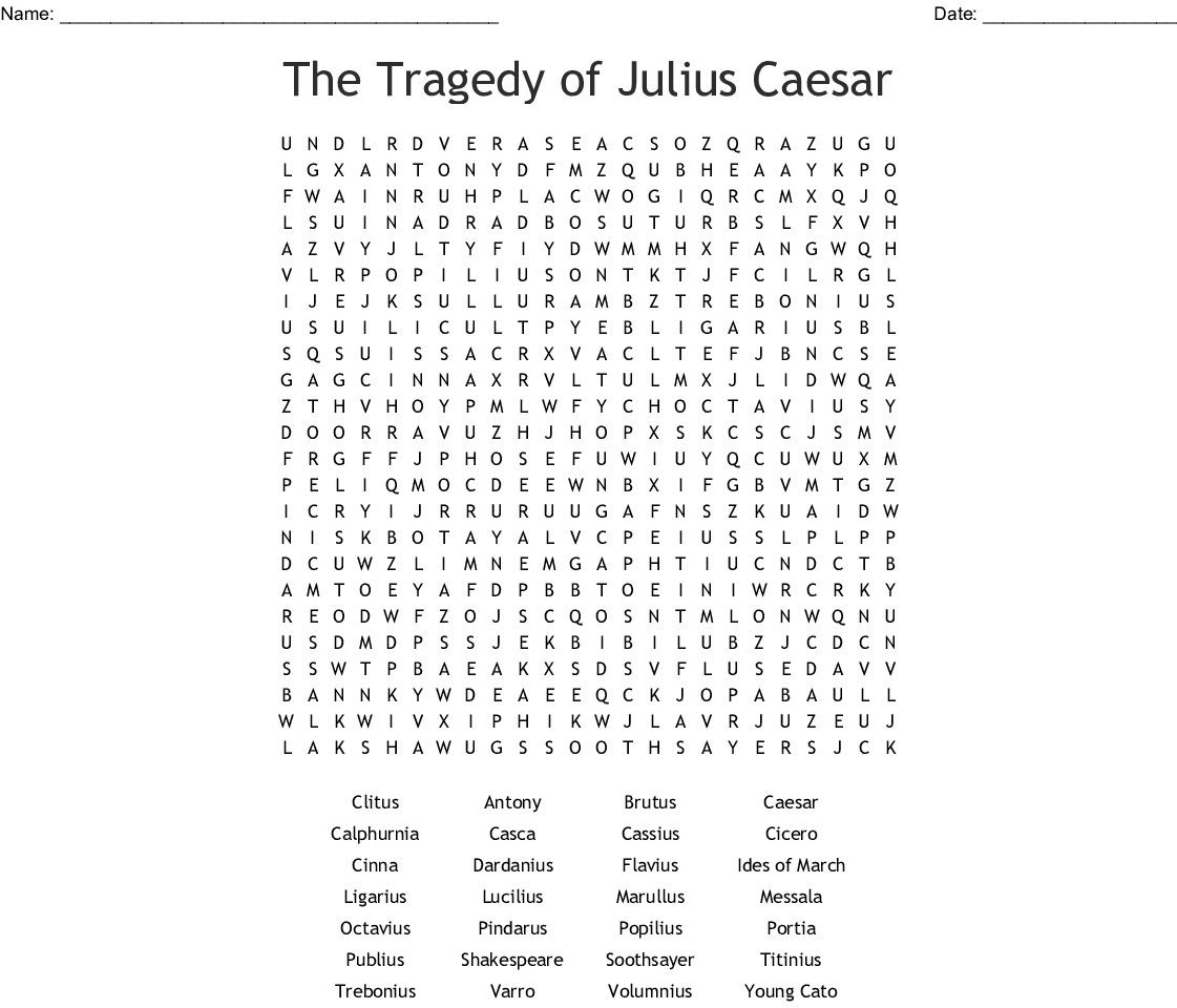 The Tragedy Of Julius Caesar Word Search - Wordmint