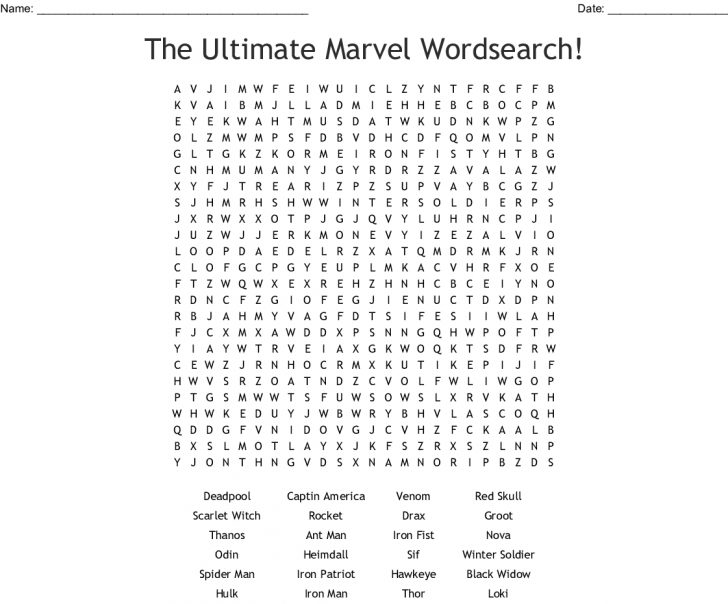 The Ultimate Marvel Wordsearch! Wordmint Word Search Printable