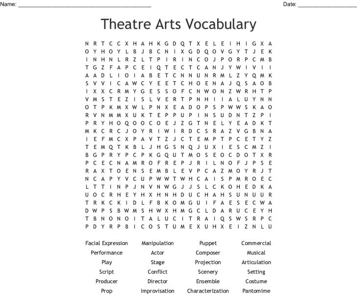 Theatre Arts Vocabulary Word Search Wordmint Word Search Printable