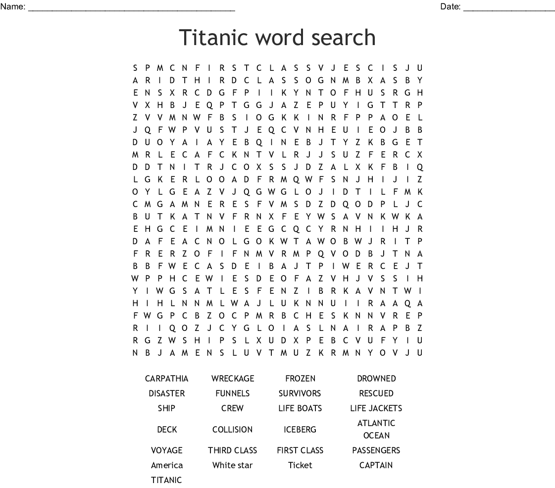 Titanic Word Search - Wordmint