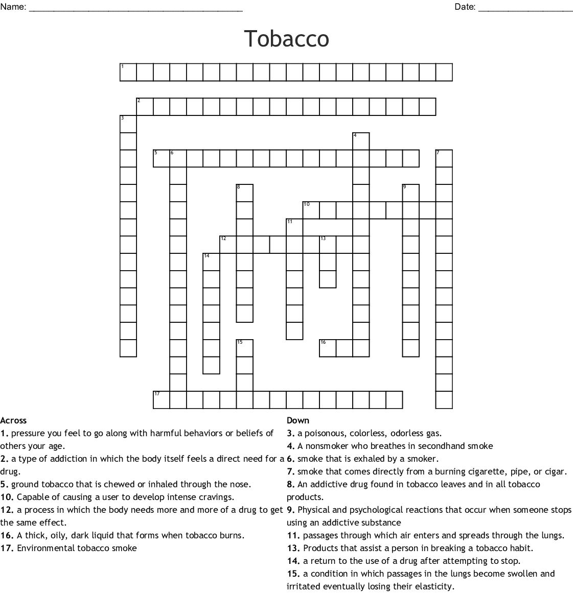 Tobacco Word Search - Wordmint