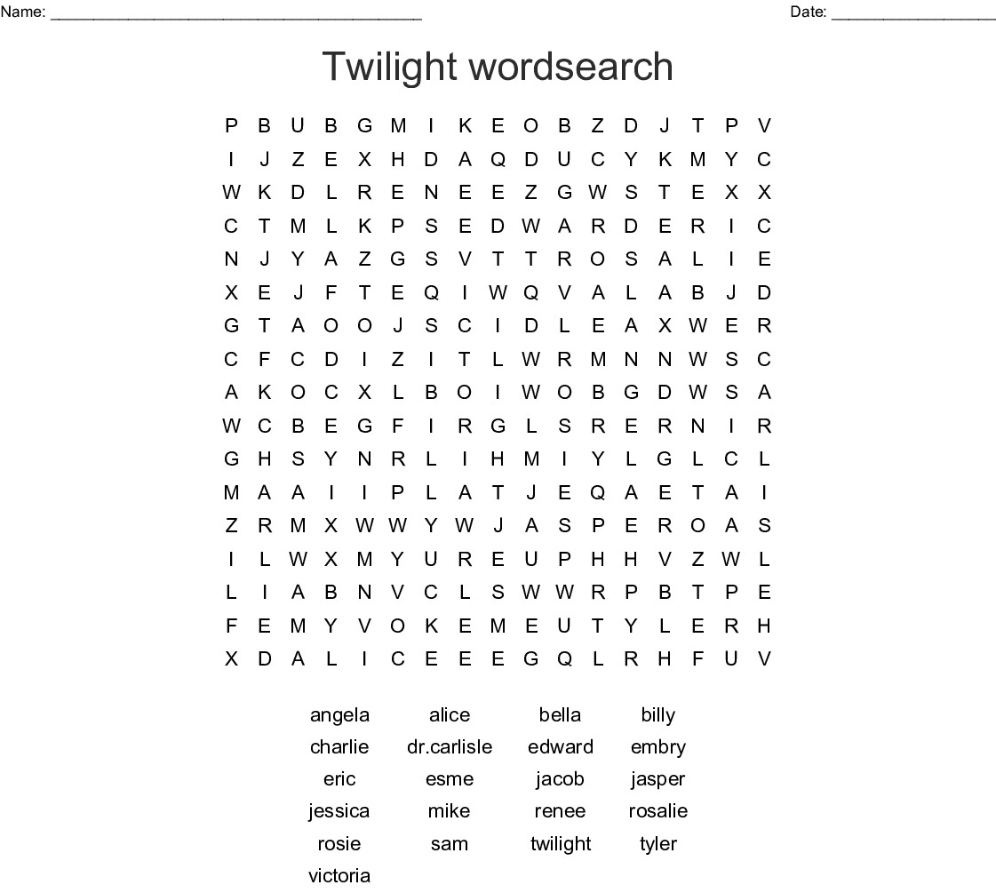 Twilight Saga Word Search - Wordmint