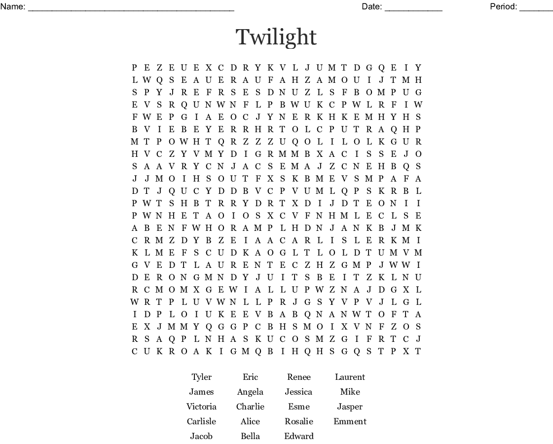 Twilight Saga Word Search - Wordmint