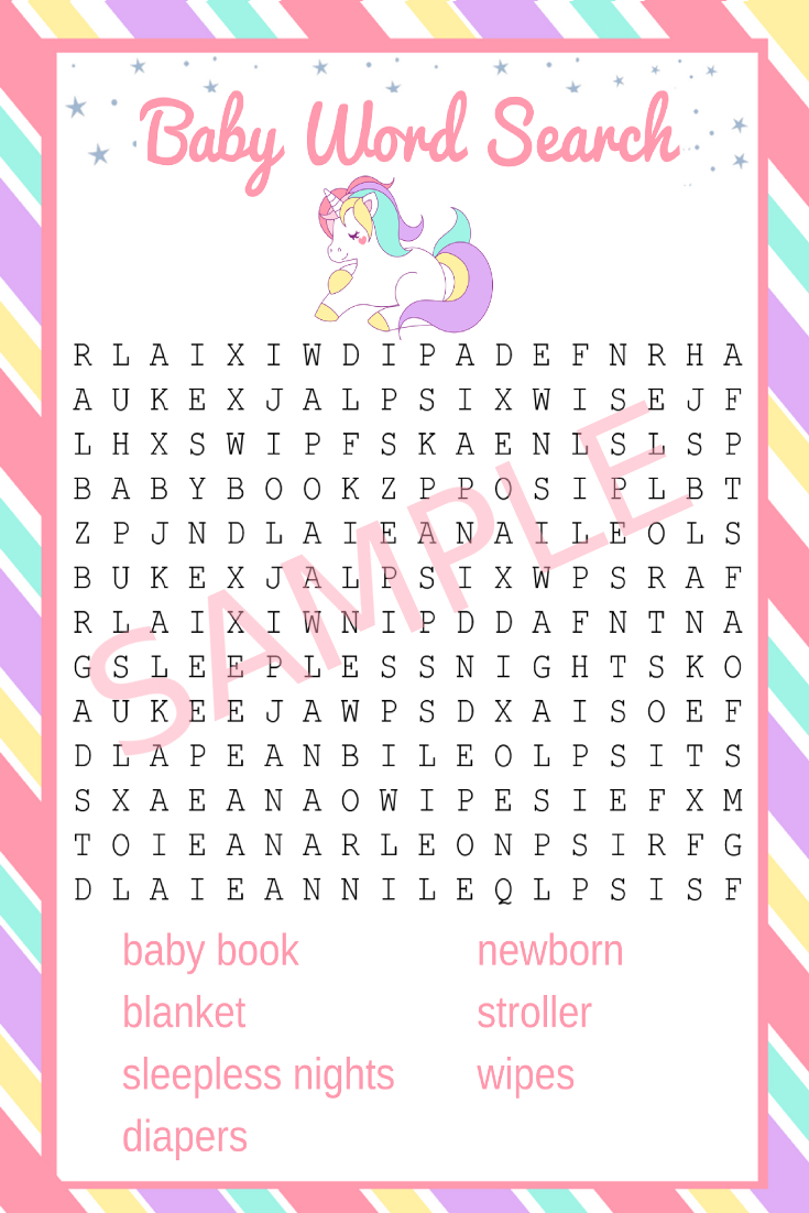 Unicorn Baby Shower Printable Game Package | Unicorn Baby