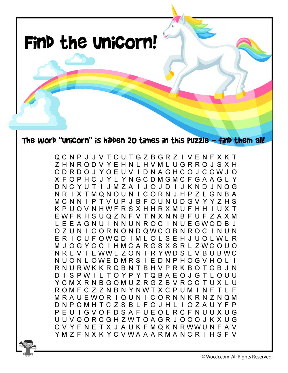 Unicorn Word Search | Woo! Jr. Kids Activities