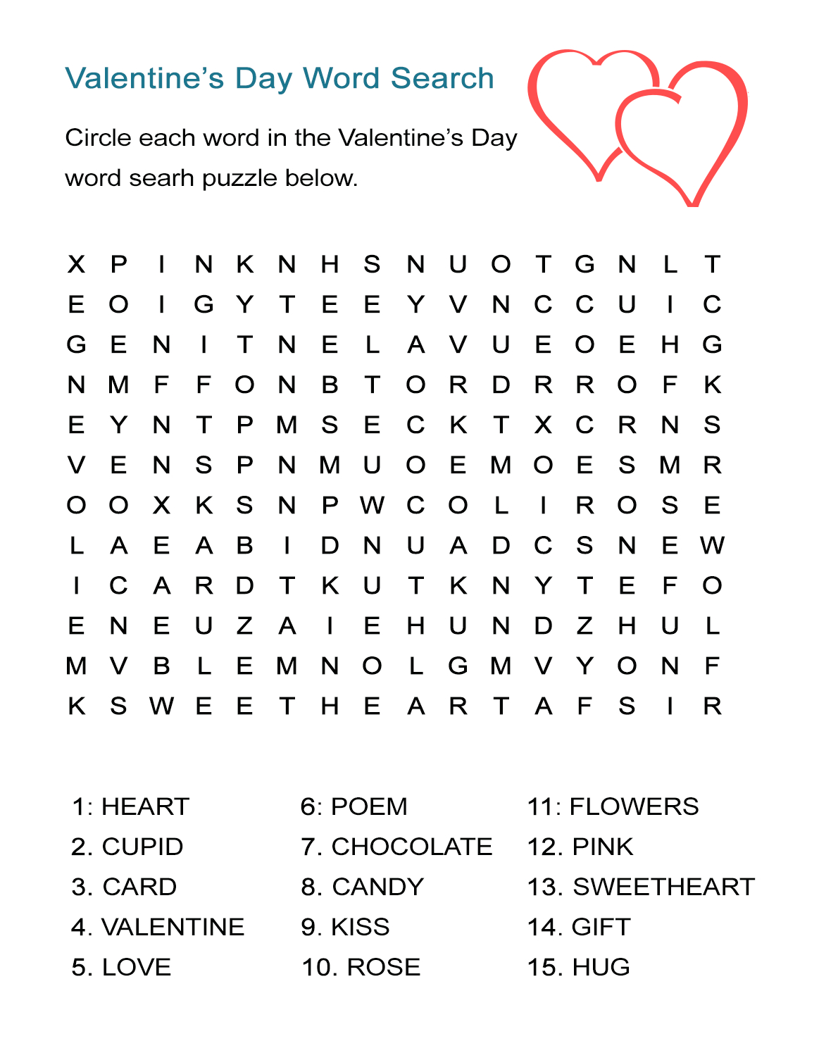 Valentine&amp;#039;s Day Word Search Puzzle: Free Worksheet For