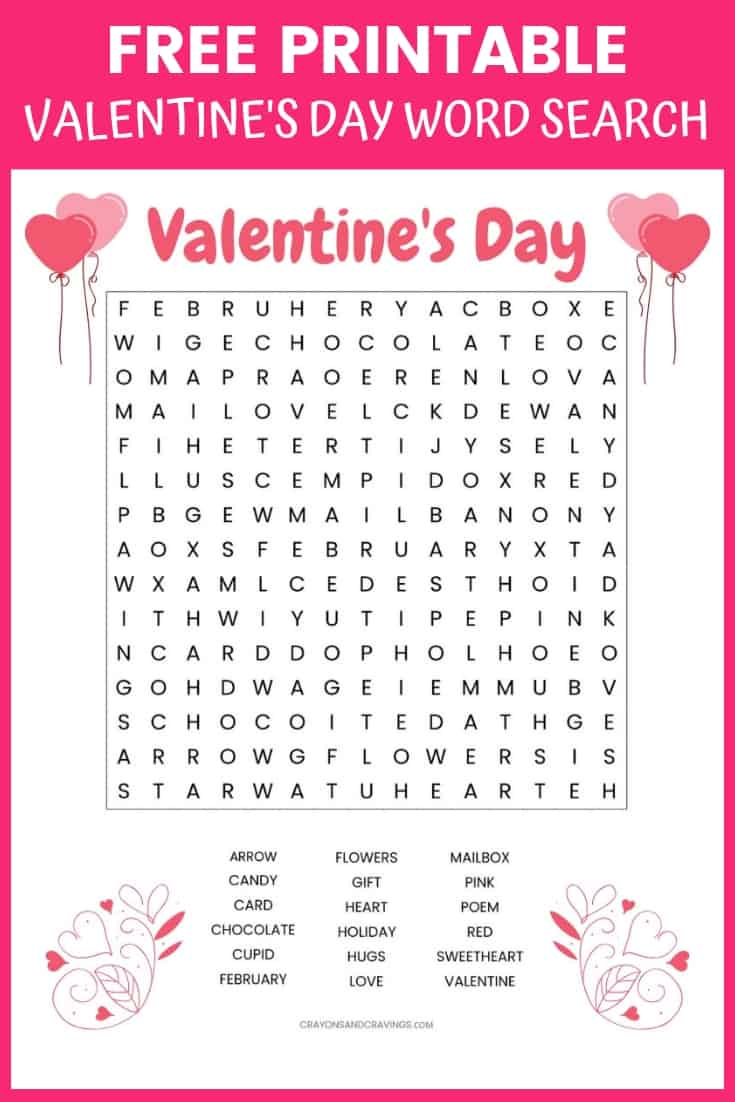 Valentine&amp;#039;s Word Search Free Printable Worksheet