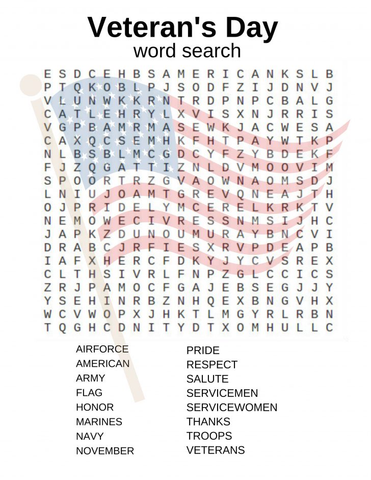 Printable Veterans Day Word Search Puzzle