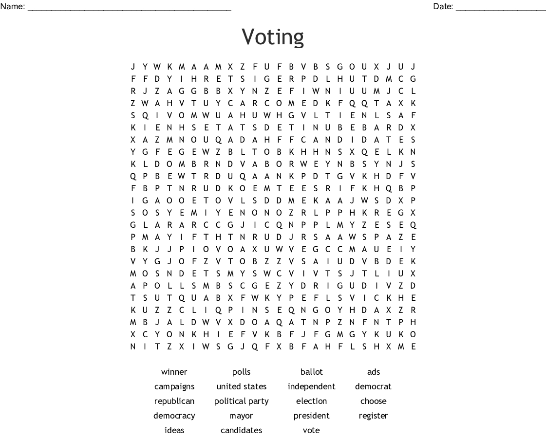 Election Day Word Search Printable Word Search Printable
