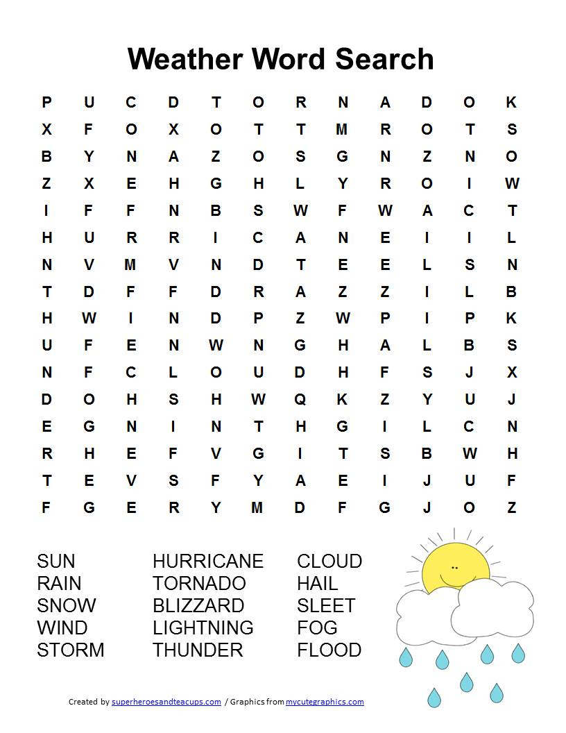 Weather Word Search Printable