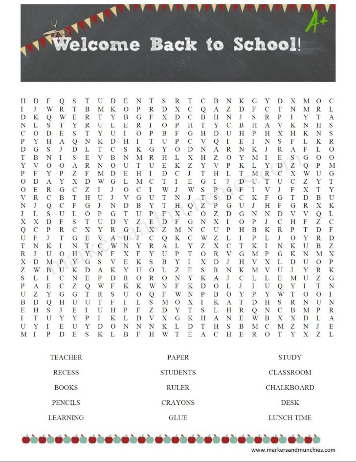 Printable Word Search Back To School