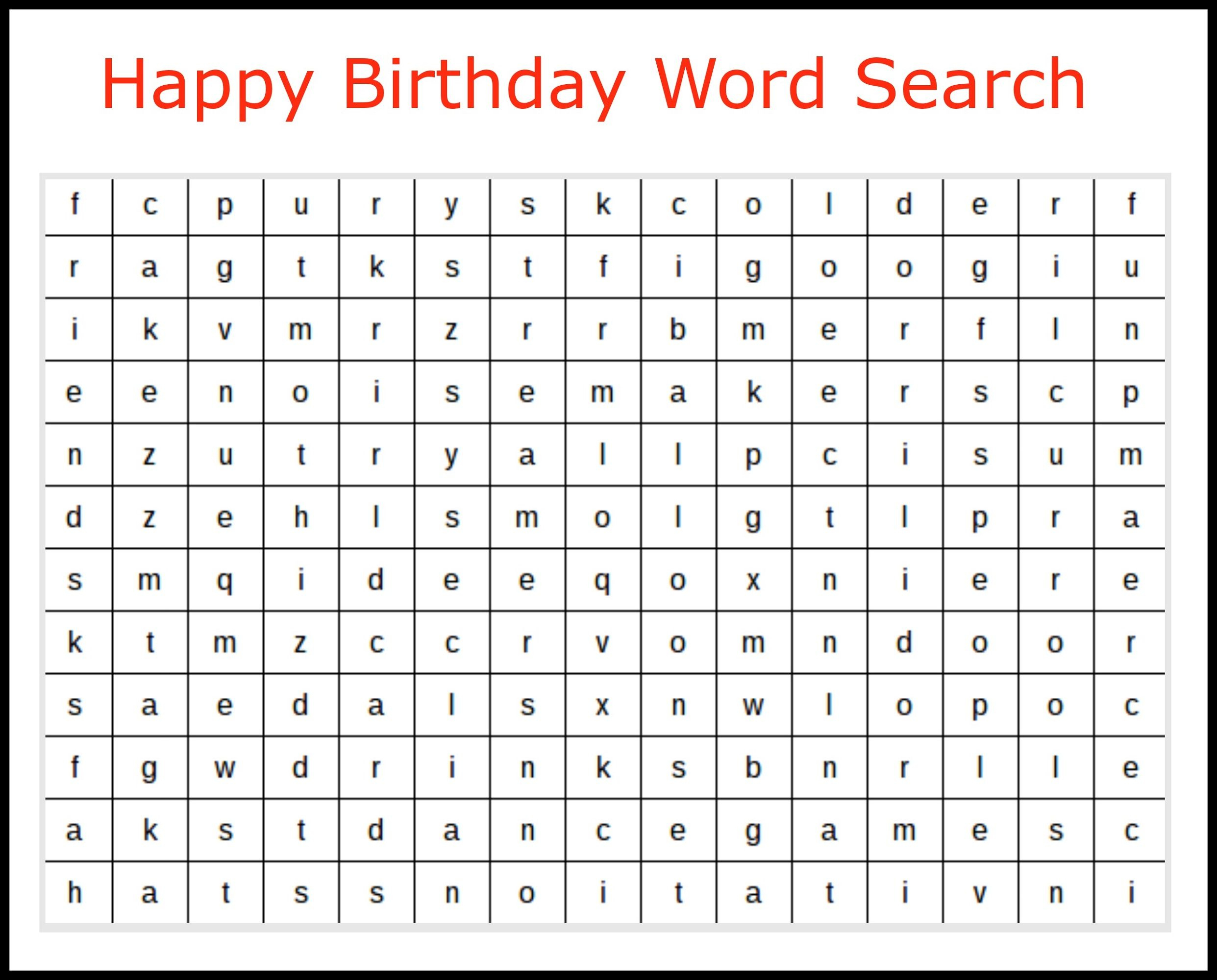 When Playing Happy Birthday Word Search, The Kid&amp;#039;s Basic