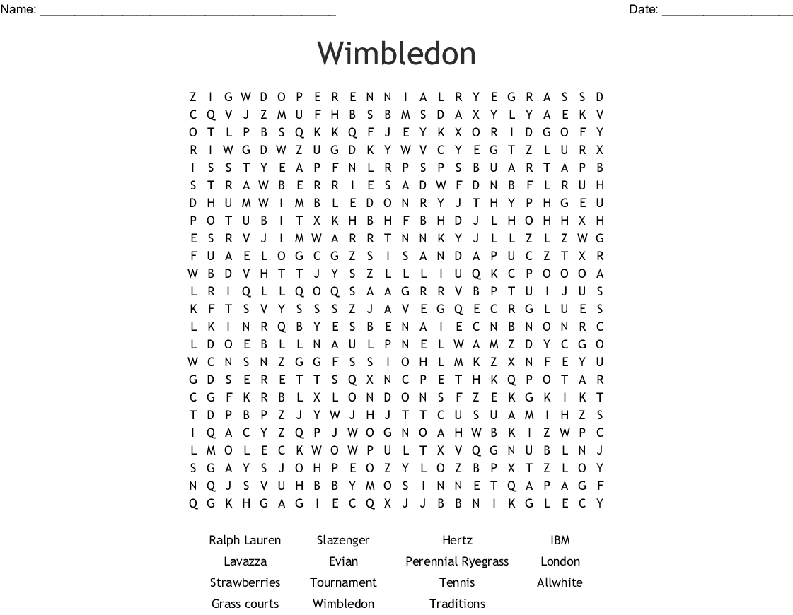 Wimbledon Word Search - Wordmint