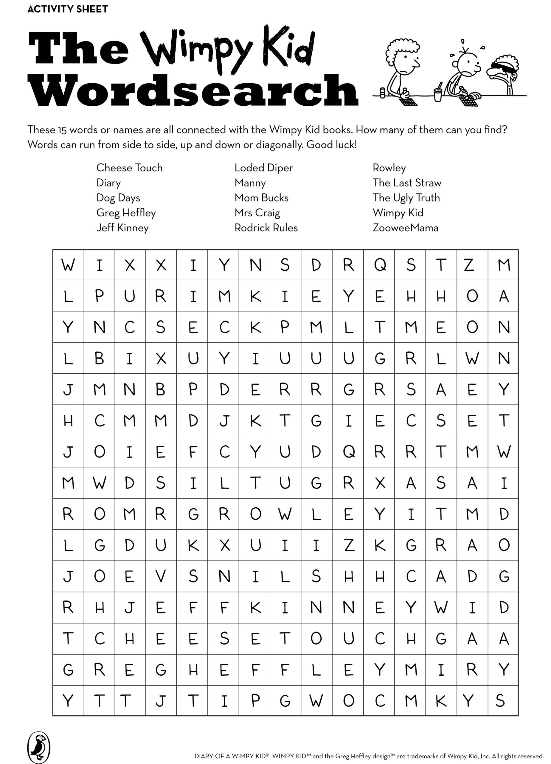 Wimpy Kid Wordsearch - Scholastic Kids&amp;#039; Club