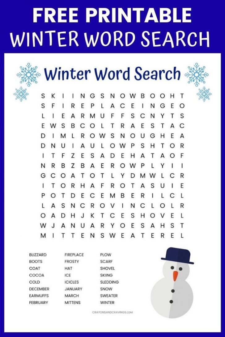 Hard Winter Word Search Printable