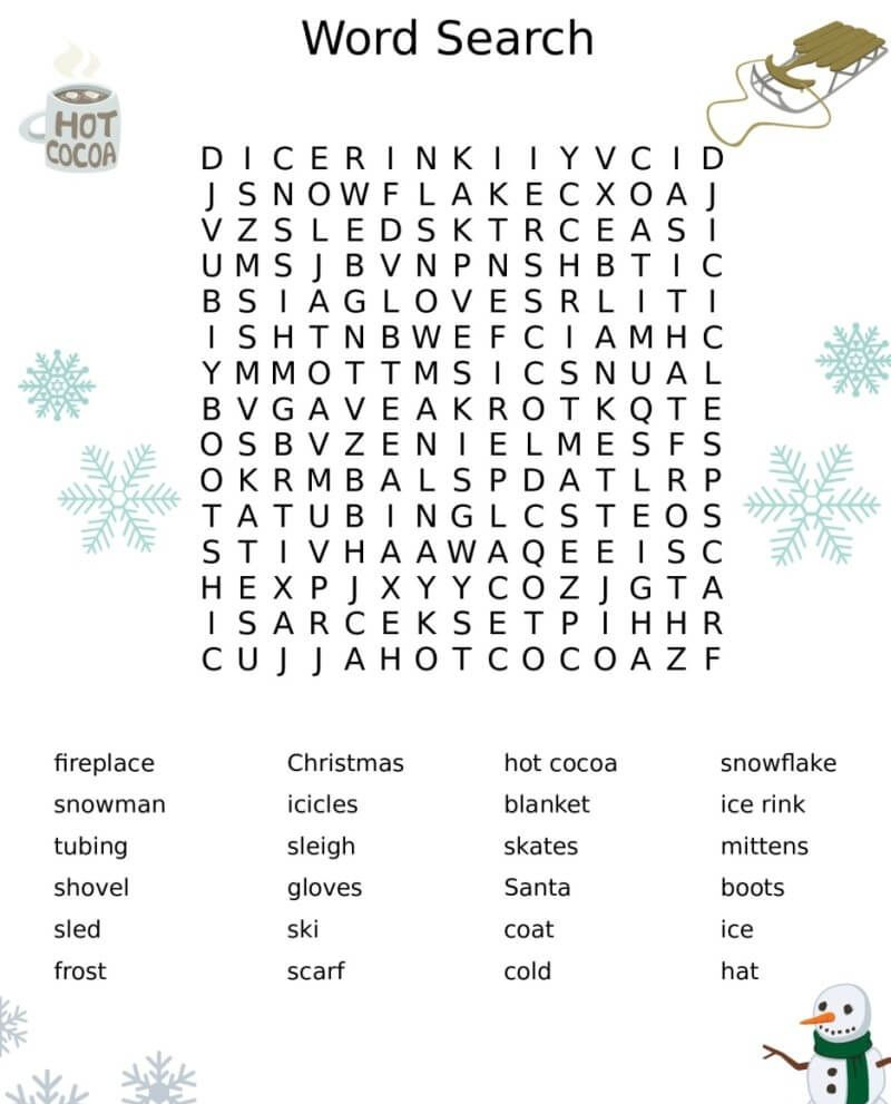 Winter Word Search | Winter Word Search, Winter Words