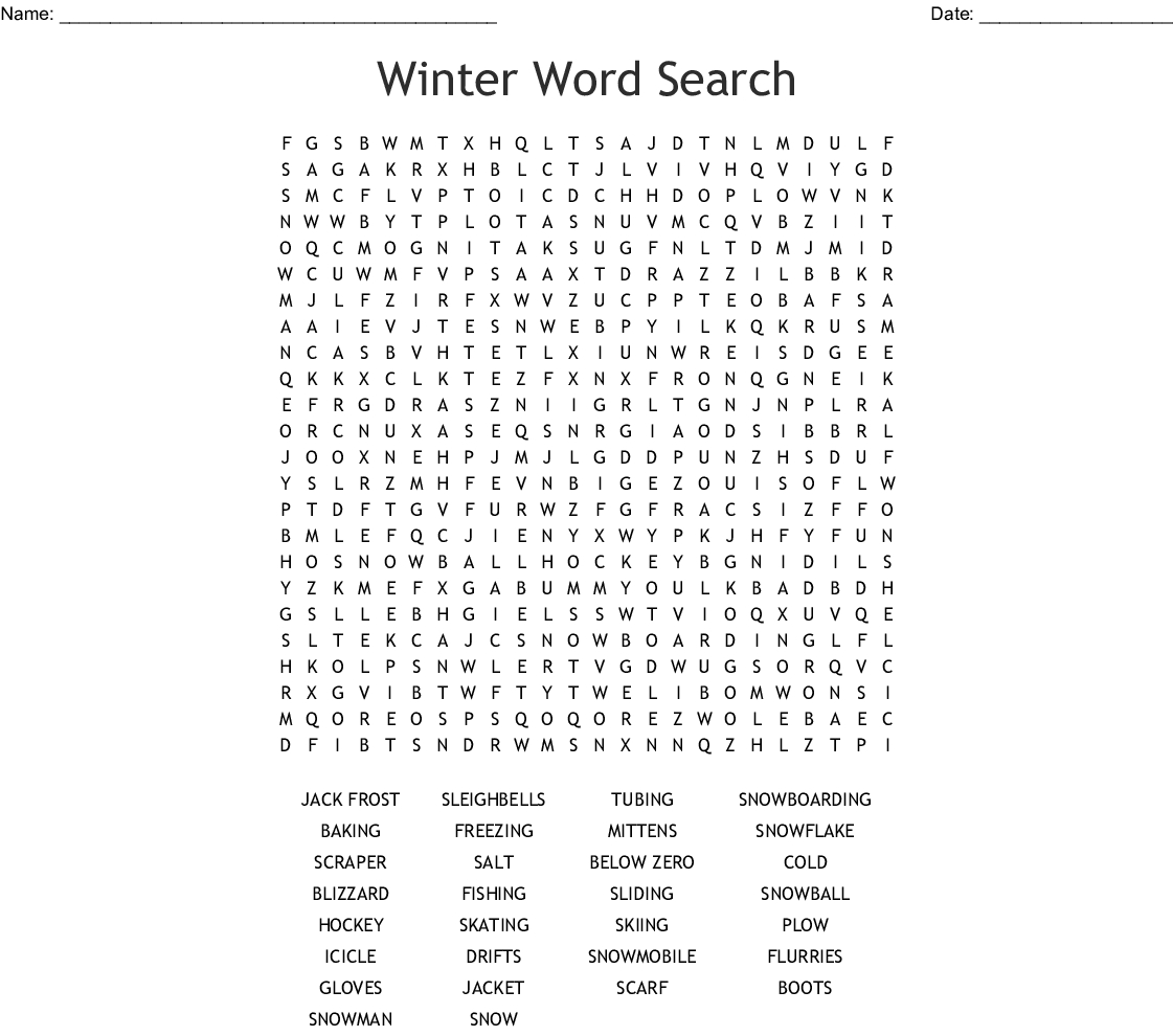Winter Word Search - Wordmint