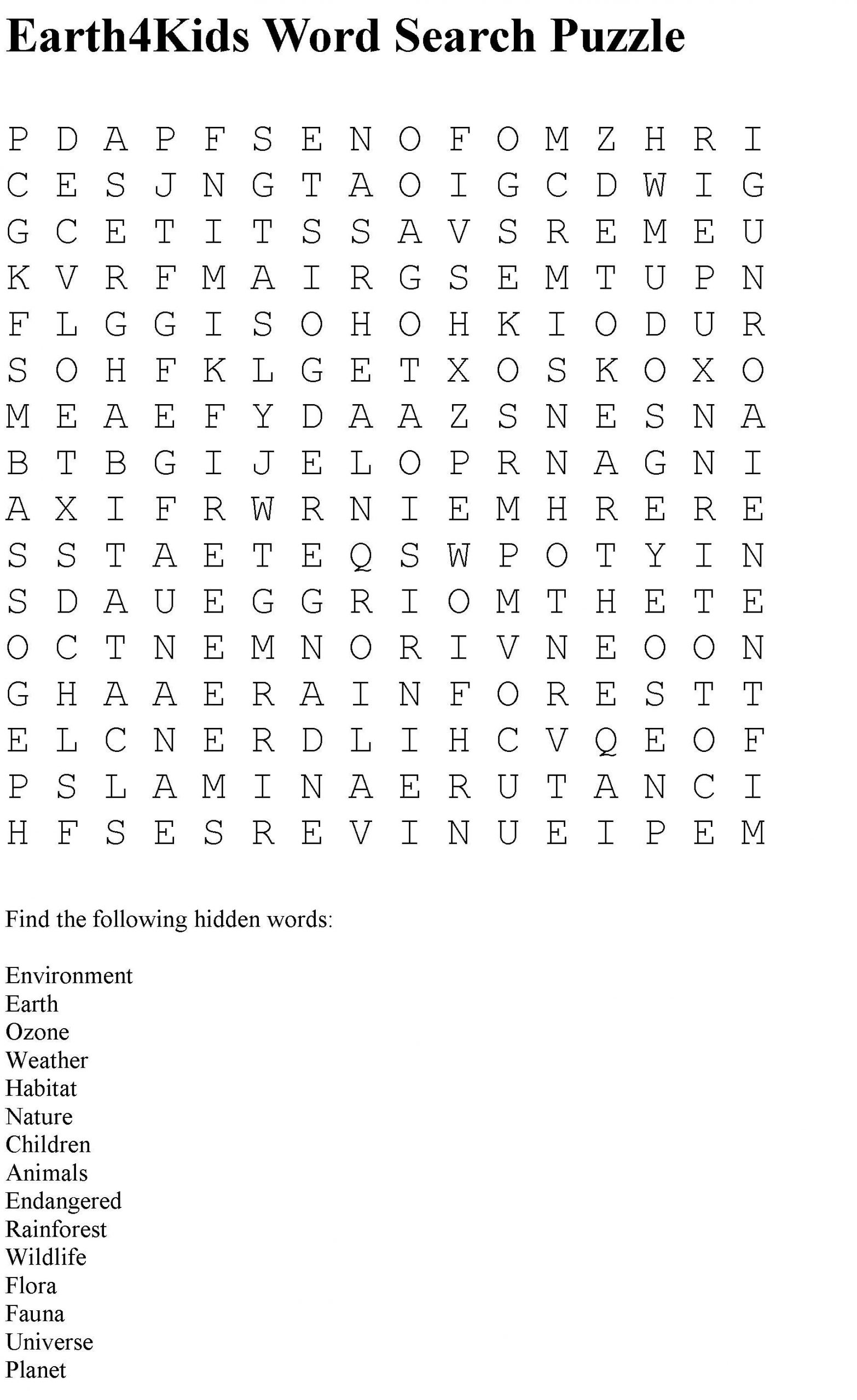 Word Search - Environment | Hidden Words, Environment, Words