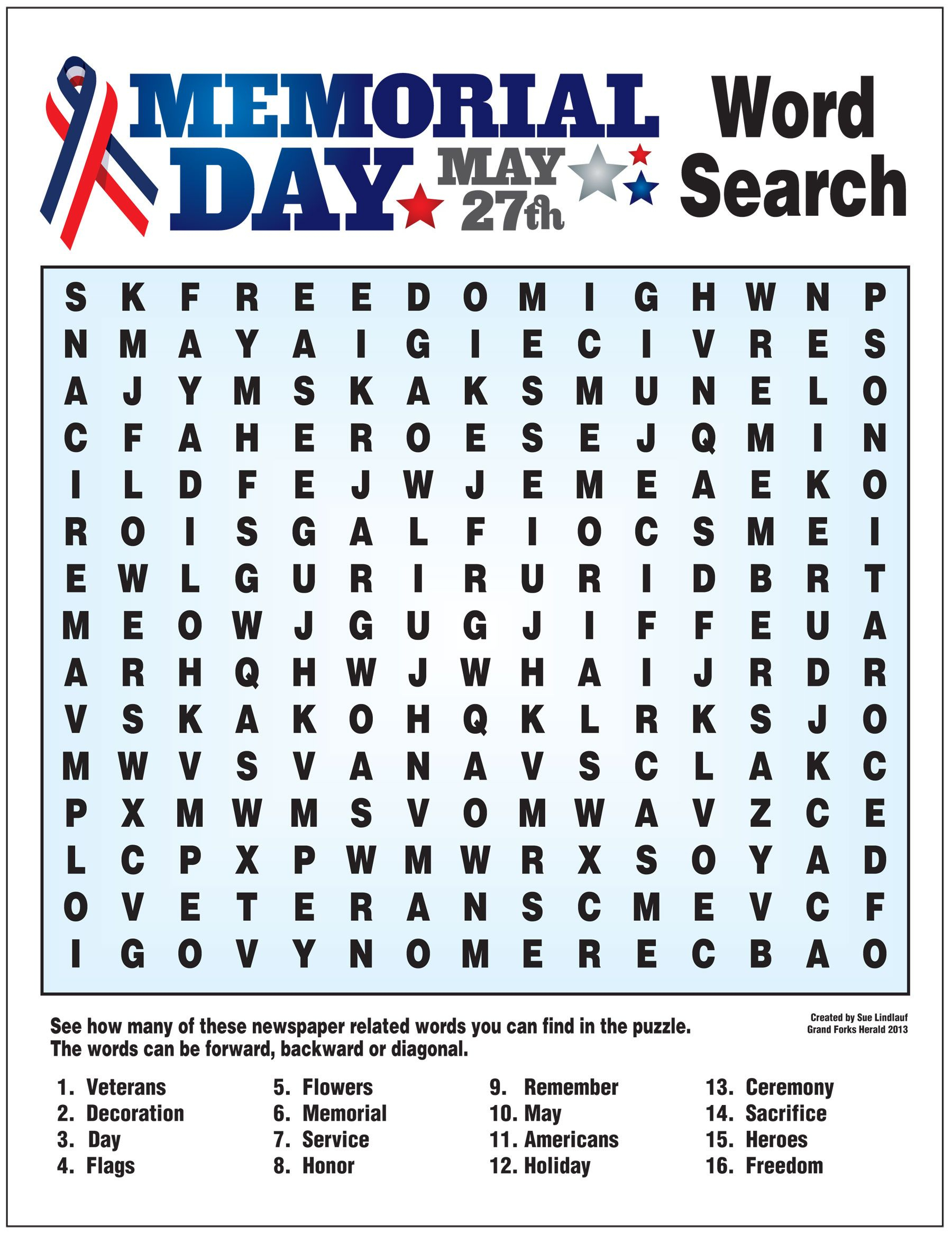 Word Search Memorial Day Printable - Word Search Printable