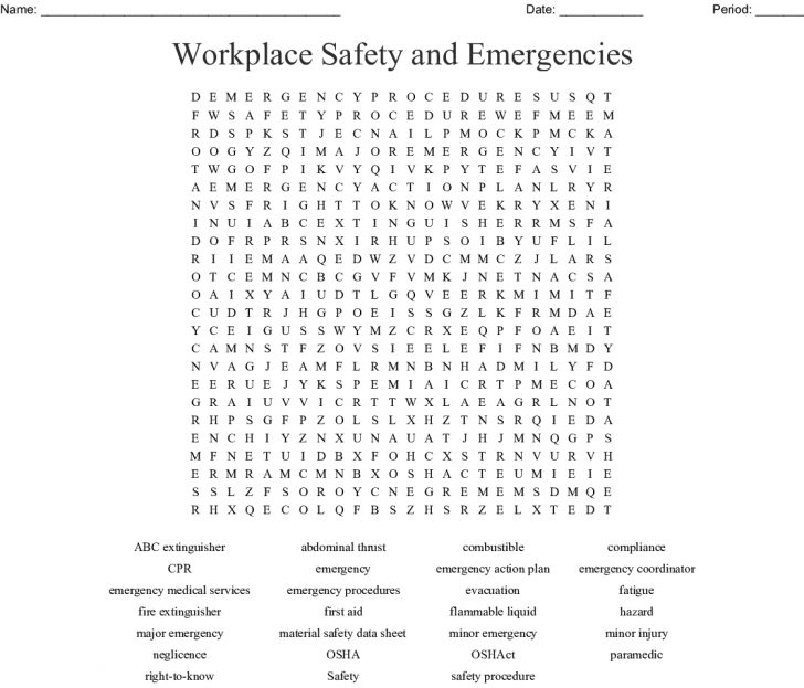 Safety Word Search Printable