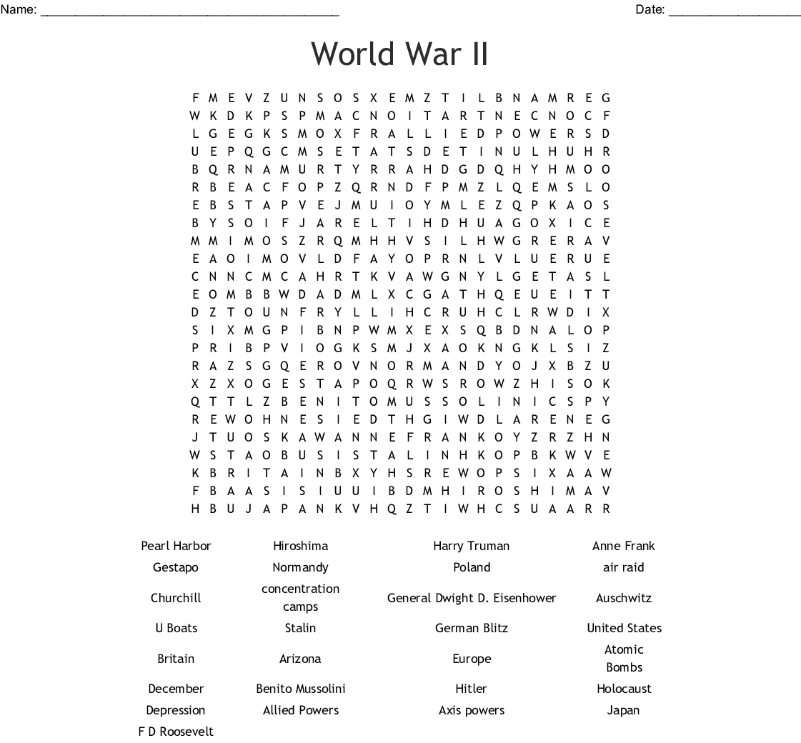 World War Ii Aircraft Word Search Puzzle Word Puzzles Word Search Printable