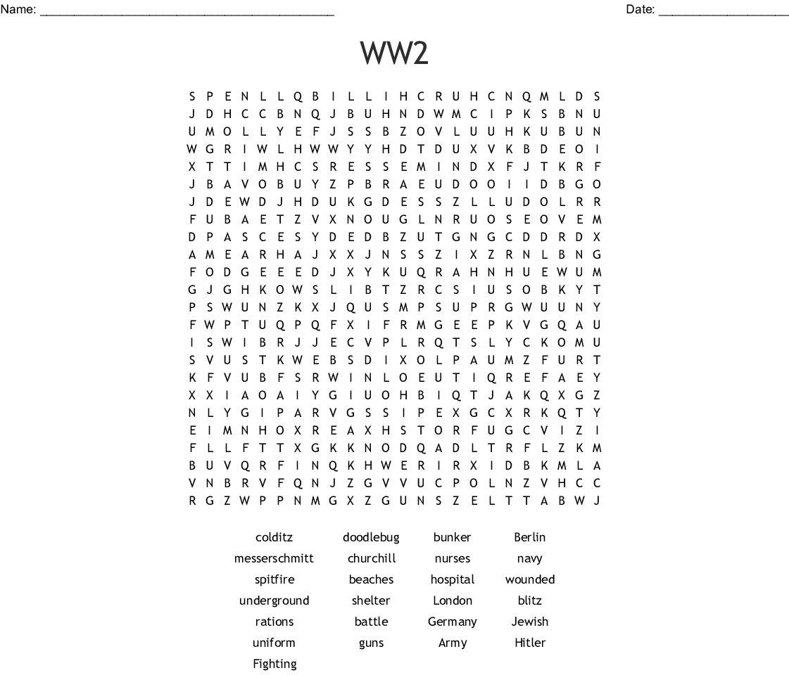 Ww2 Word Search - Wordmint
