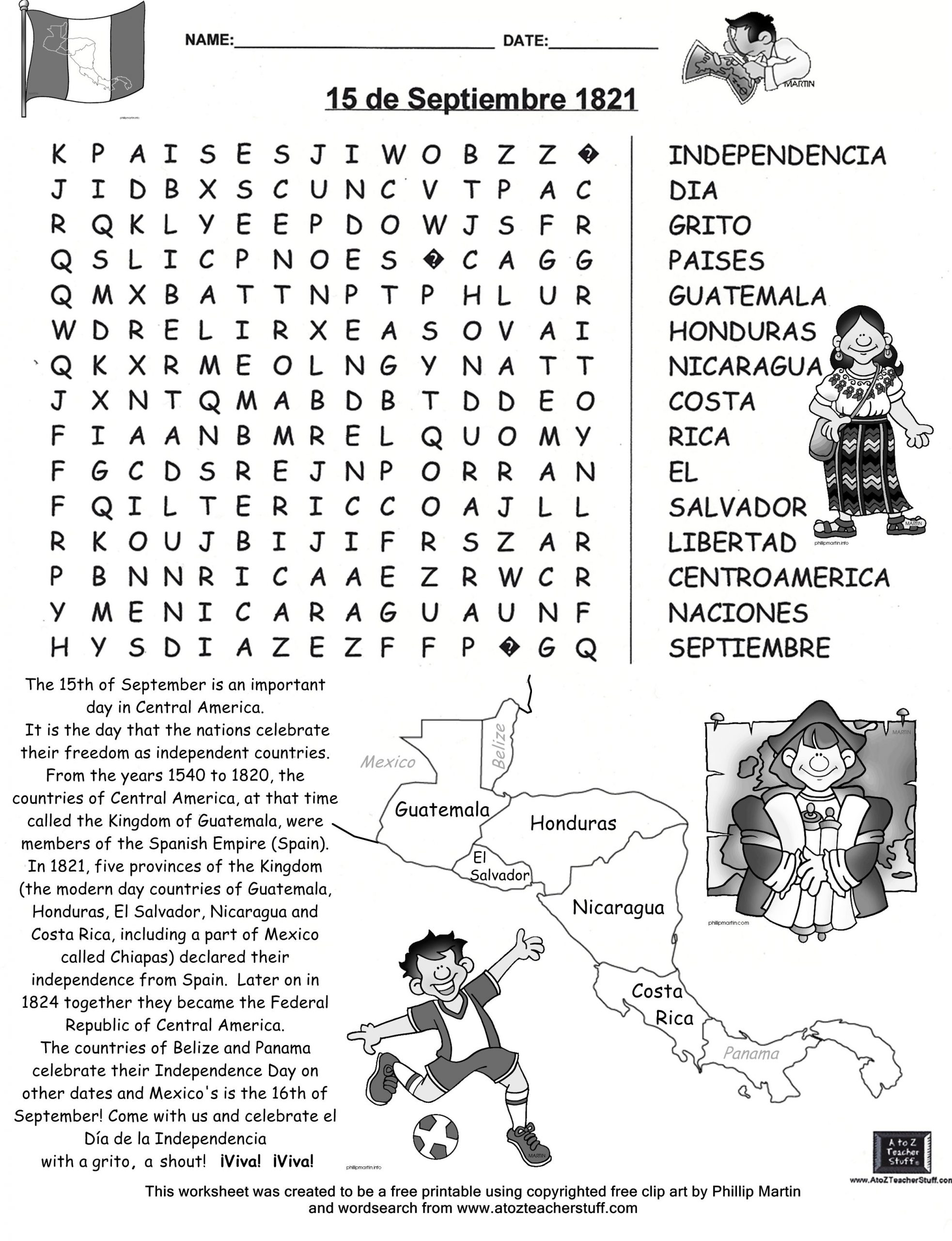 15 De Septiembre Búsqueda-Free Word Search | Independence