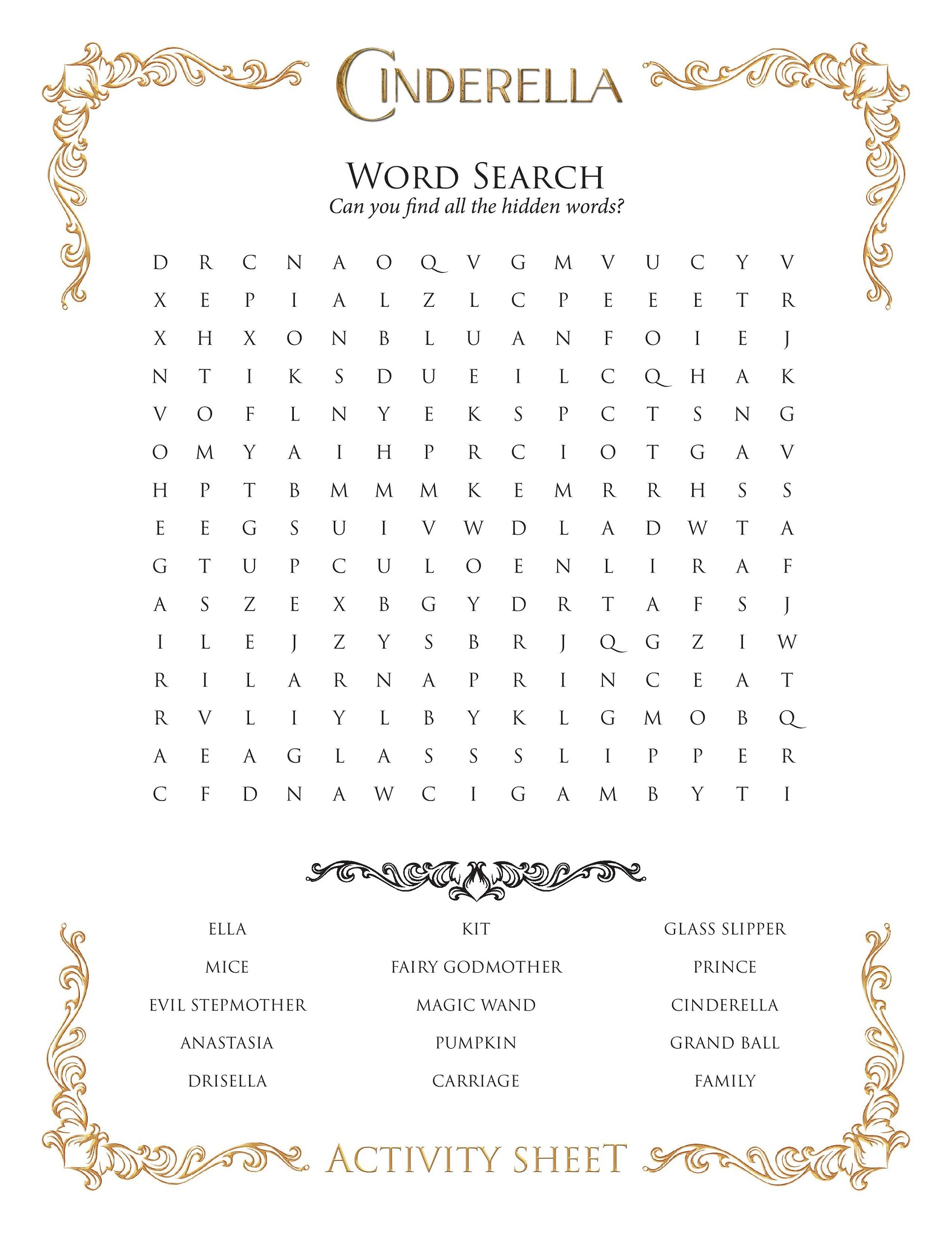 Disney Princess Word Search Printable - Word Search Printable