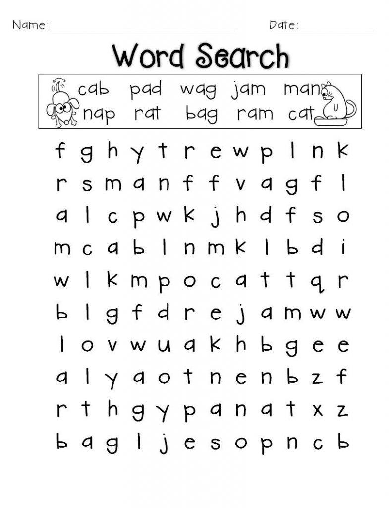 First Grade Word Search Printables Free