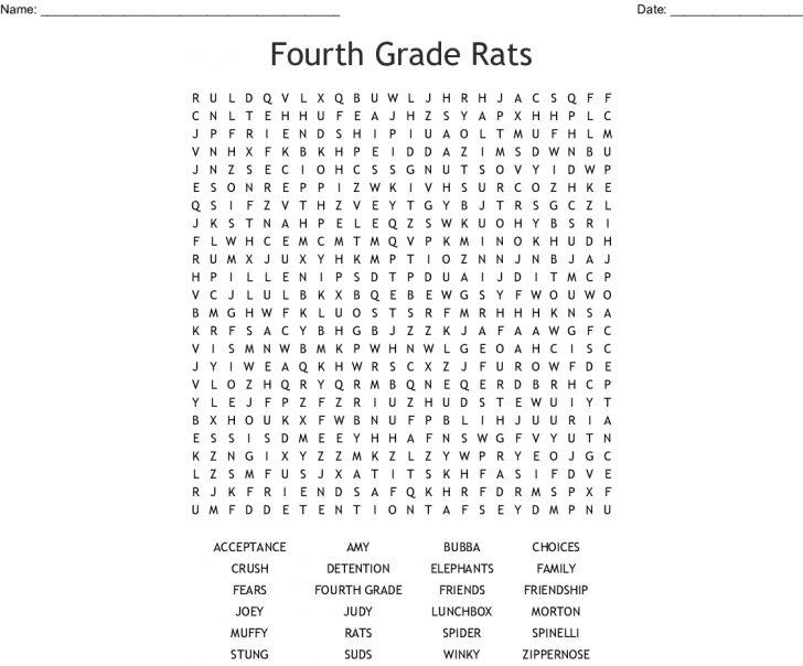 Free Printable Word Searches For 4th Graders