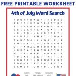 4Th Of July Word Search Free Printable Worksheet