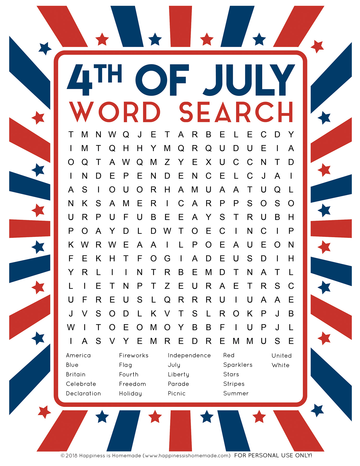 4th Of July Word Search Puzzle Printables Word Search Printable