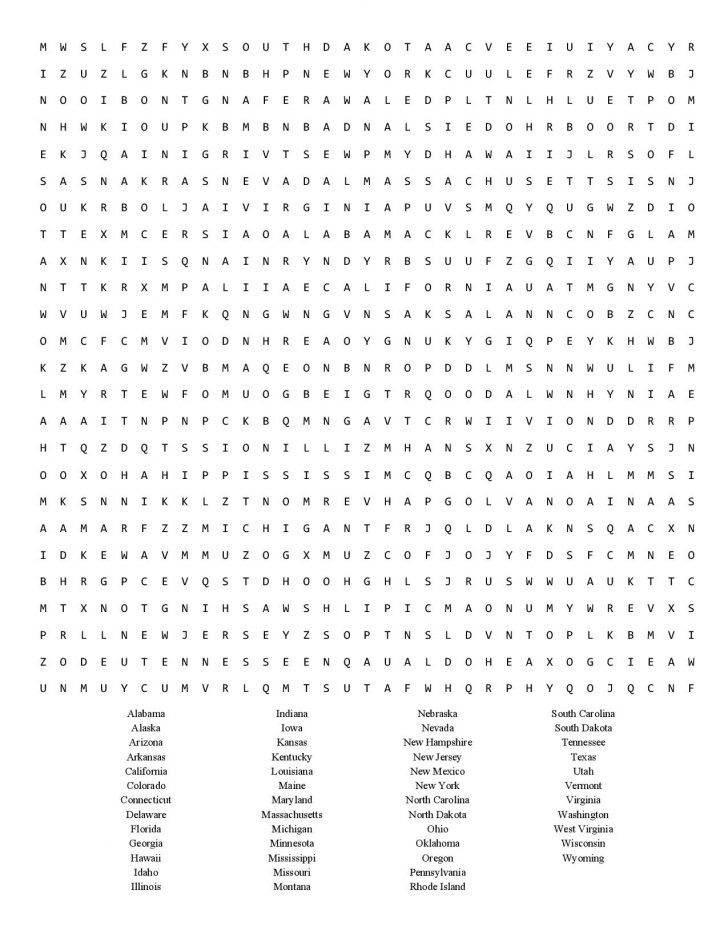 50 States Word Search Pdf