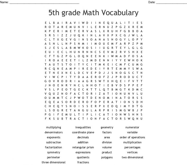 5Th Grade Math Vocabulary Word Search Wordmint Word Search Printable