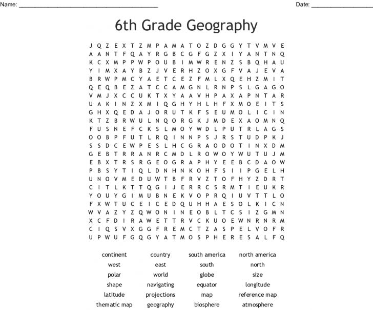6Th Grade Geography Word Search Wordmint Word Search Printable