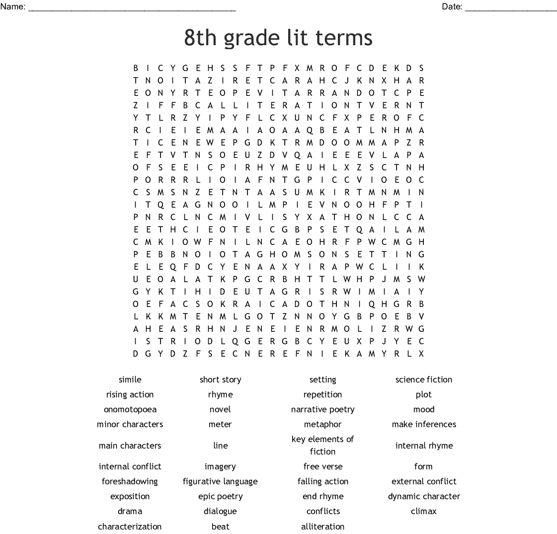 8Th Grade English Word Search - Wordmint