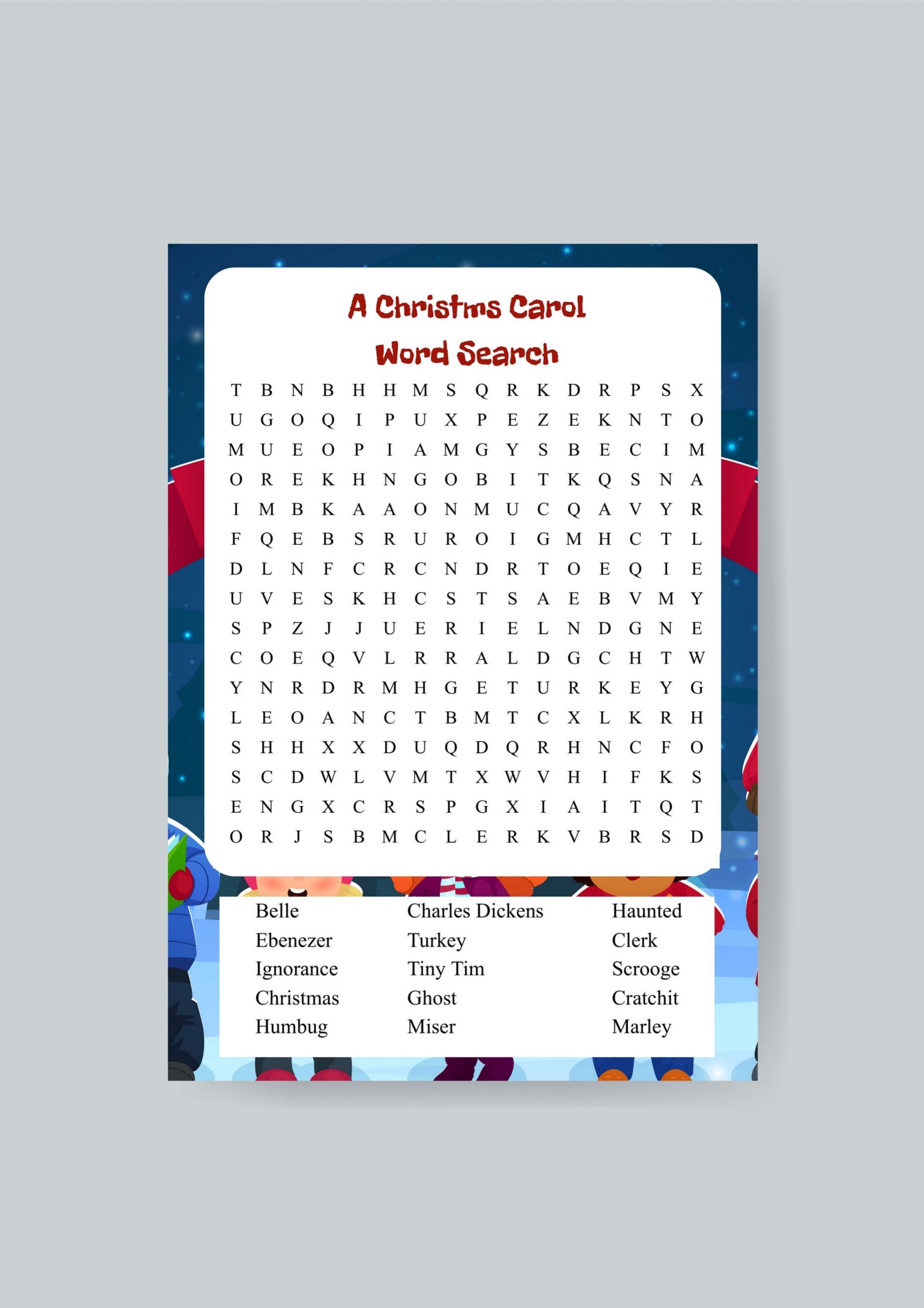 A Christmas Carol Word Search Printable