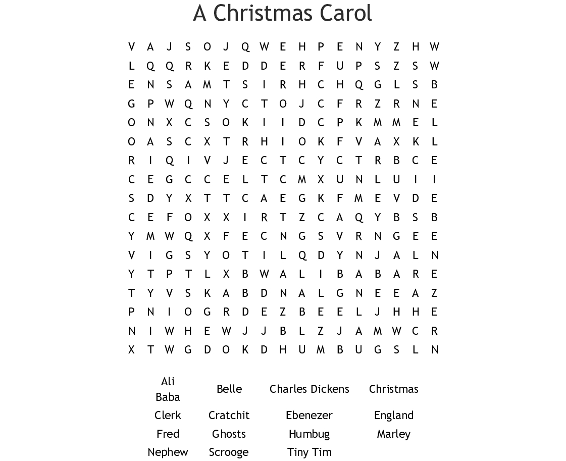 A Christmas Carol Word Search - Wordmint