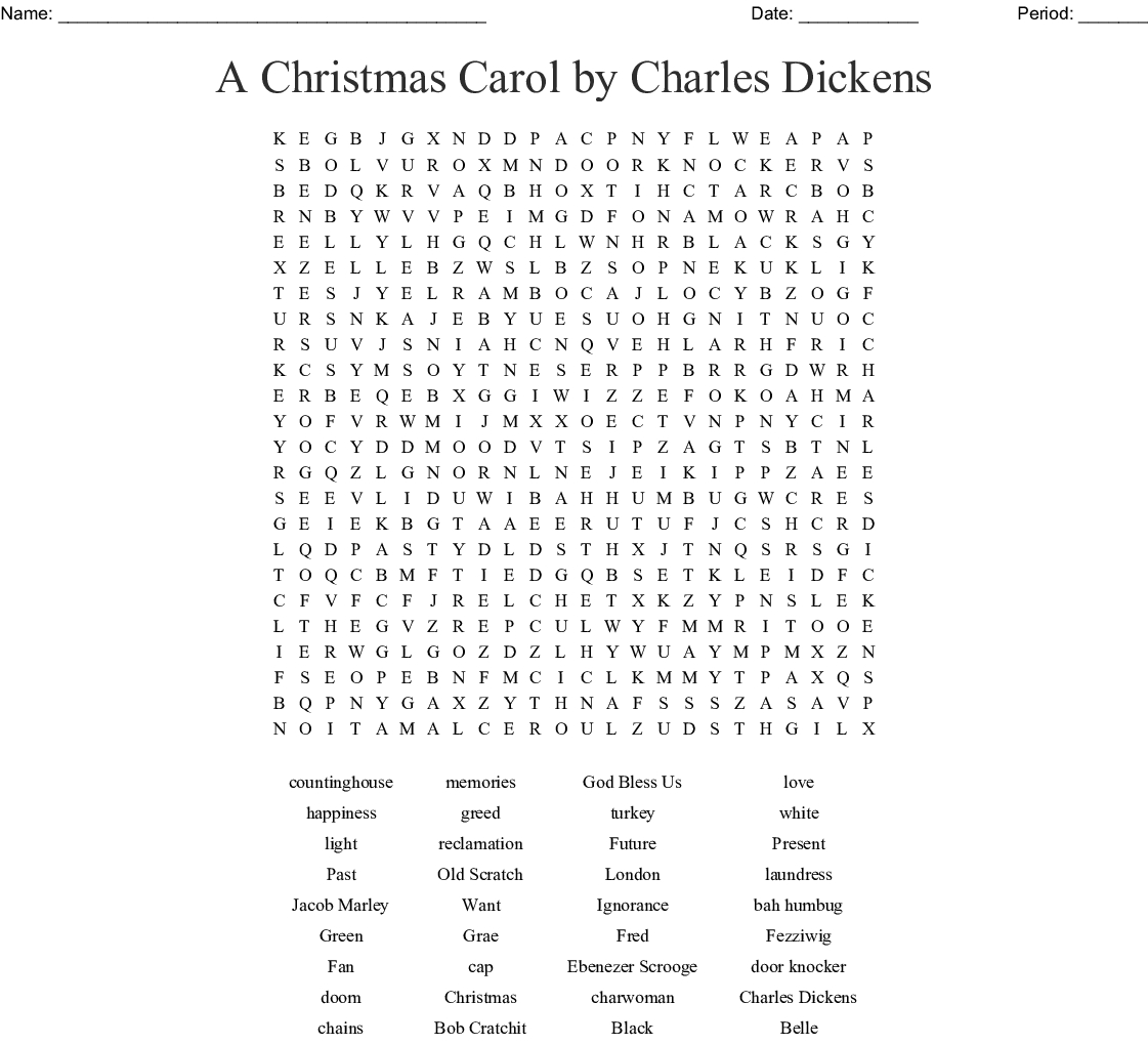 A Christmas Carolcharles Dickens Word Search - Wordmint