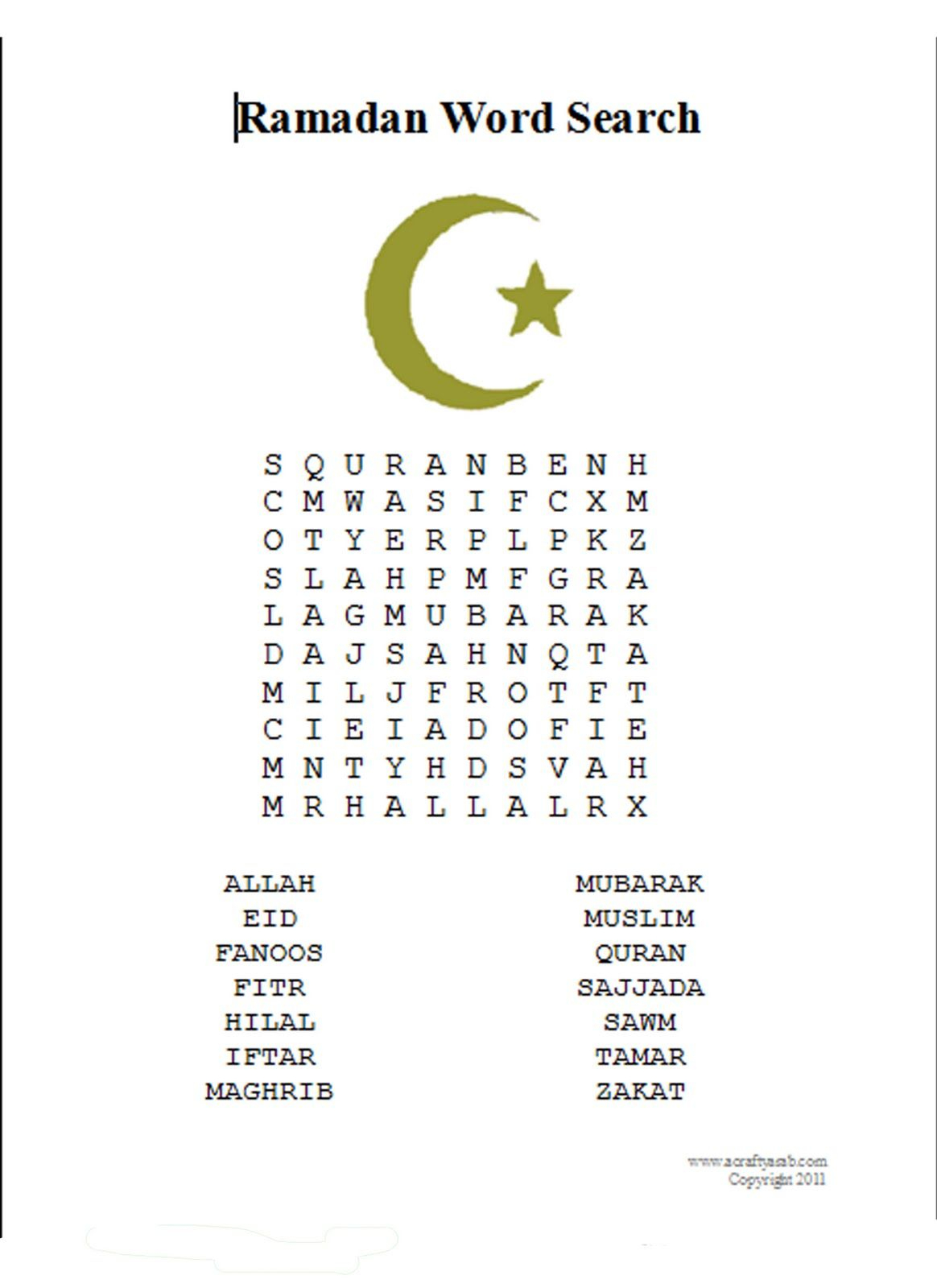 A Crafty Arab: Ramadan Word Search